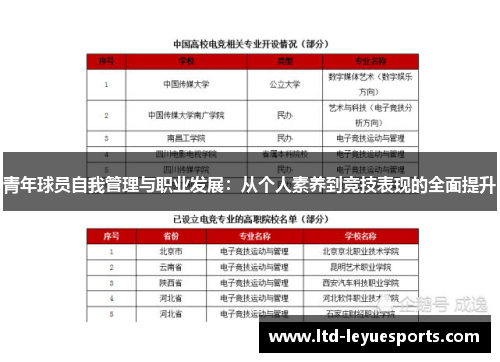 青年球员自我管理与职业发展：从个人素养到竞技表现的全面提升